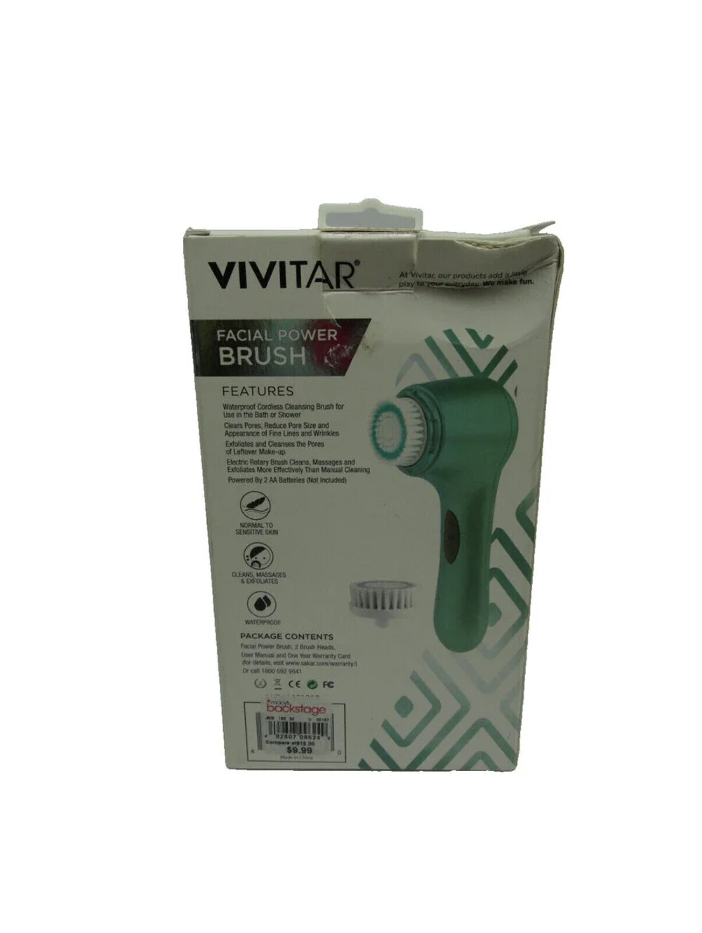 3 pack Vivitar Facial Power Brush Cleansing Facial Brush Metallic, Marble Series